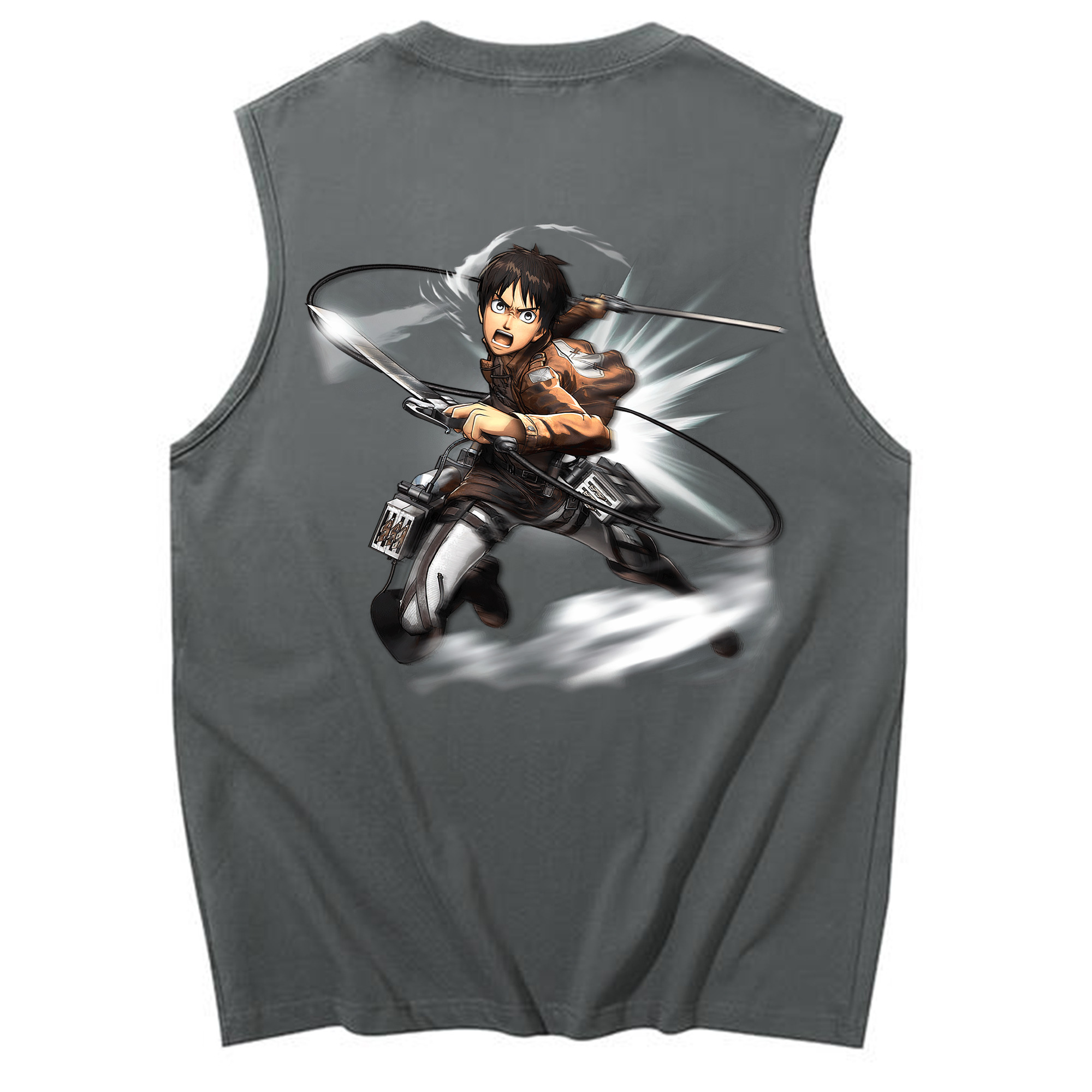 （画像用） 進撃の巨人 エレン･イェーガー Attack on Titan Eren Jäger コットン100％タンクトップ（背面プリント）